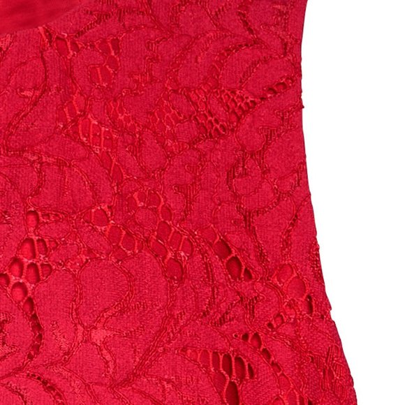 NWOT💕H & M Holiday Red Lace Midi Fit Flare Dress - Picture 9 of 12